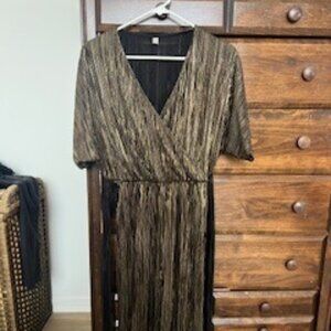 ASOS Gold Plisse Wrap Jumpsuit